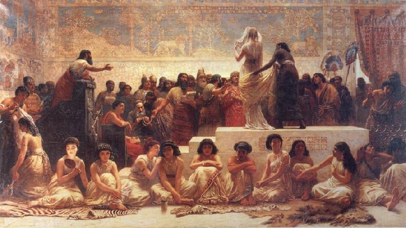 Edwin long,R.A. The Babylonian Marriage Market China oil painting art